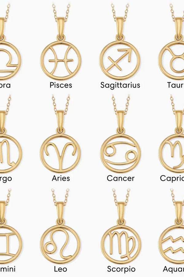Gold Zodiac Sign Pendant Necklace