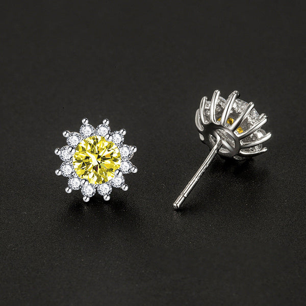 Aurelia - Sunlit Muse Yellow Earrings in White Gold