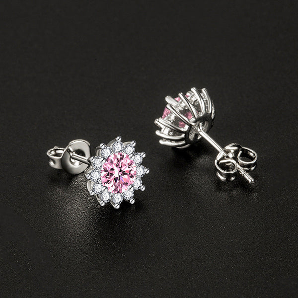 Amanda - Pink Sunlit Muse Earrings in White Gold