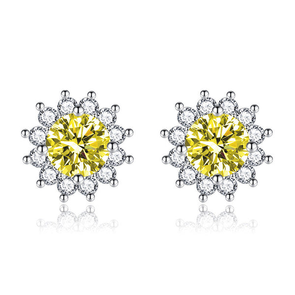 Aurelia - Sunlit Muse Yellow Earrings in White Gold