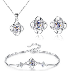 Mia - Seren Clover Loop Set in White Gold