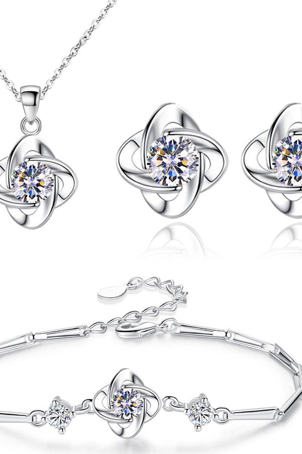 Mia - Seren Clover Loop Set in White Gold