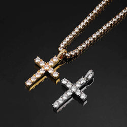 White Gold Moissanite Cross Necklace