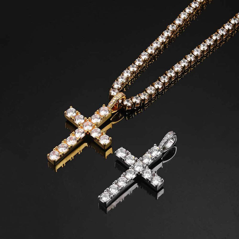 White Gold Moissanite Cross Necklace