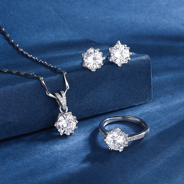 Aria Snowflake - Jewelry Set in White Gold