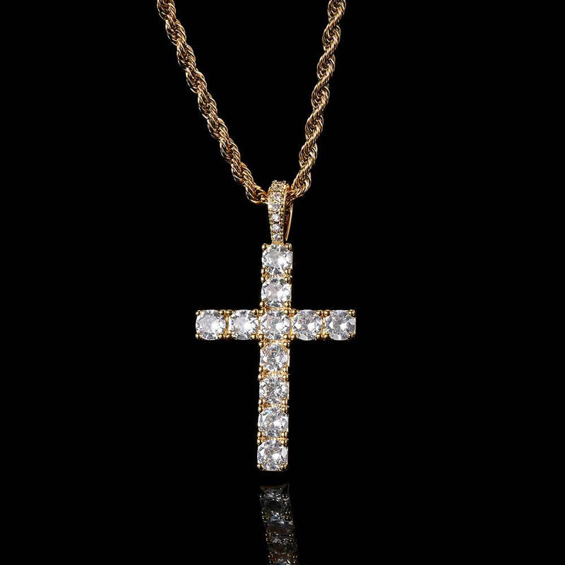 White Gold Moissanite Cross Necklace