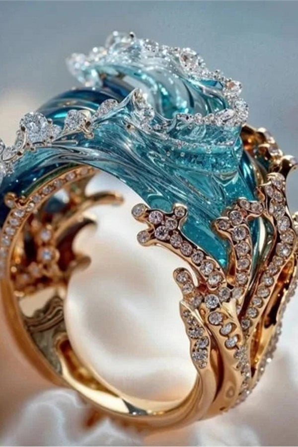 Candice - Tranquil Waves - Ocean-Inspired Vow Ring
