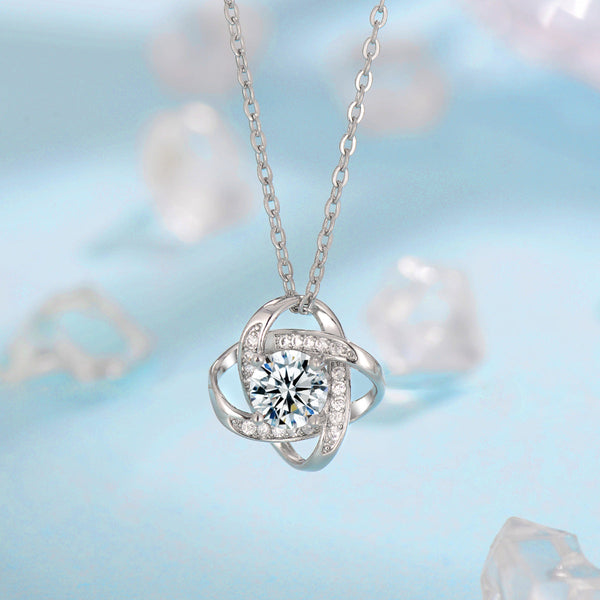 Evelyn - White Gold Frosted Flower Clover Knot Jewelry Set