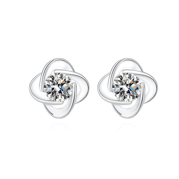 Mia - Seren Clover Loop Set in White Gold