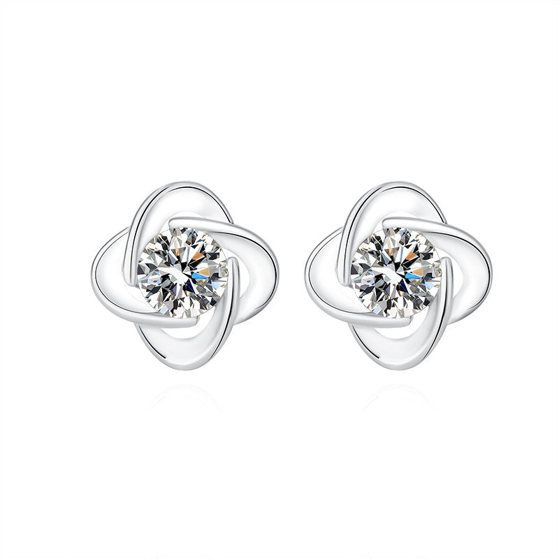 Mia - Seren Clover Loop Set in White Gold