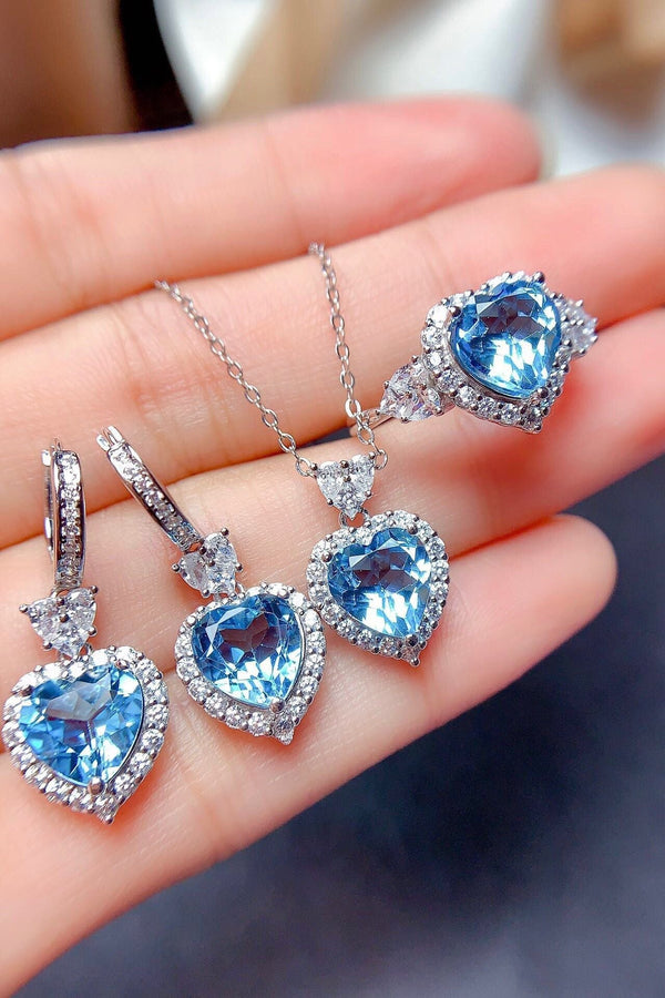 Liora - Blue Jewelry Set in White Gold