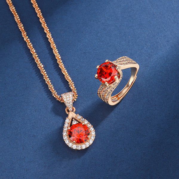 Grace - Rose Gold Crimson Champagne Set