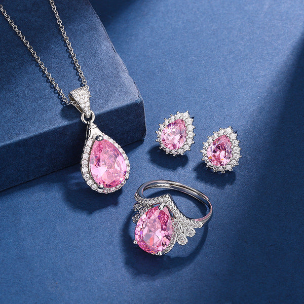 Aria - Pink Teardrop Jewelry Set