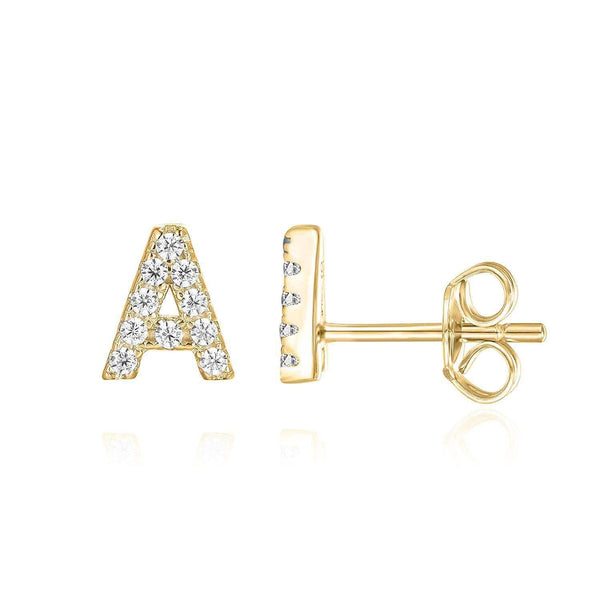 Single Initial Earring in White Gold