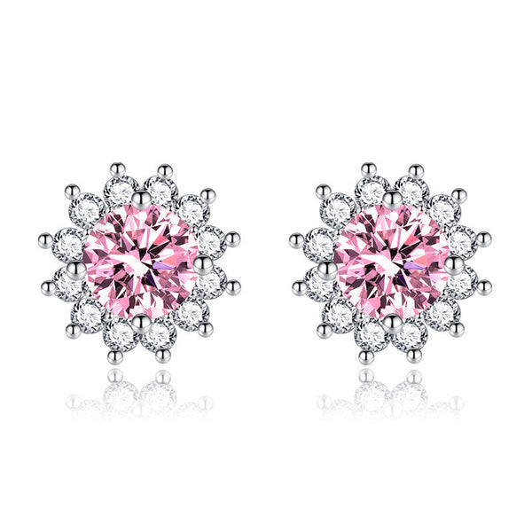 Amanda - Pink Sunlit Muse Earrings in White Gold