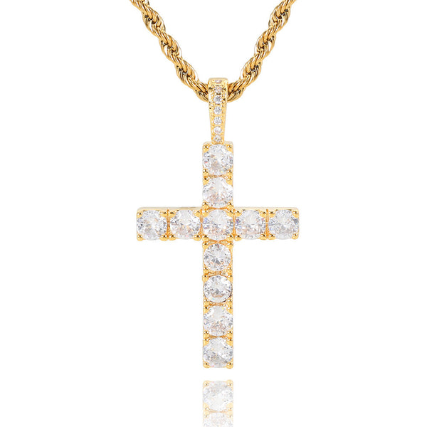 White Gold Moissanite Cross Necklace