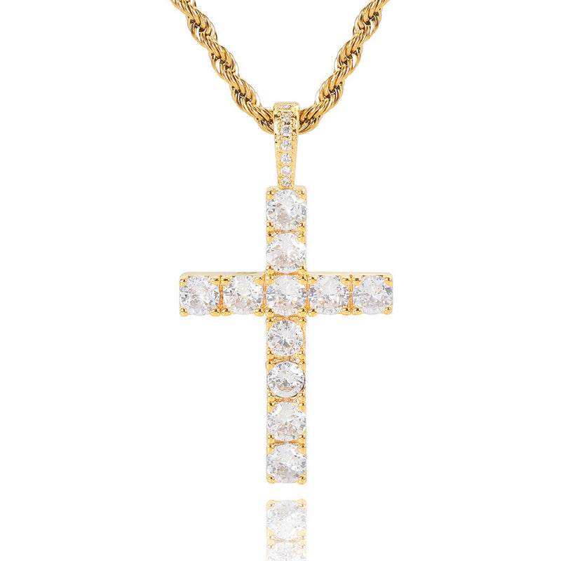 White Gold Moissanite Cross Necklace