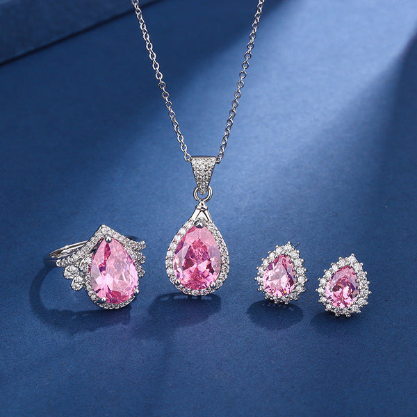 Aria - Pink Teardrop Jewelry Set
