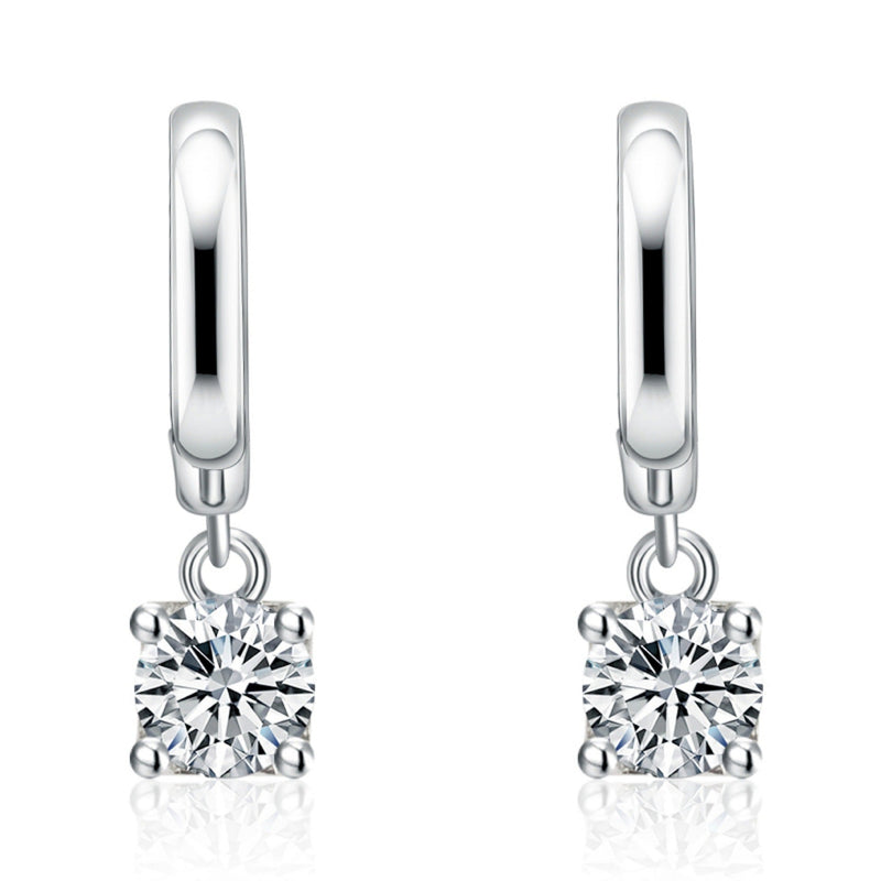 Aurora - Square Drop Earrings in White Gold