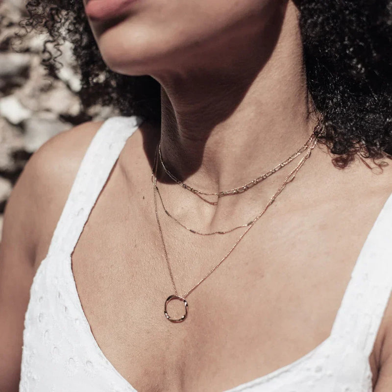 Bella - Gold Three-Row Open Circle Necklace