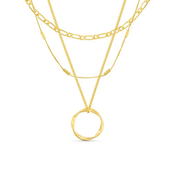 Bella - Gold Three-Row Open Circle Necklace