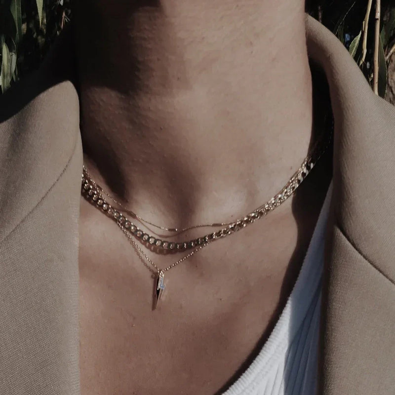 Carla - Gold Flat Link Curb Chain Necklace