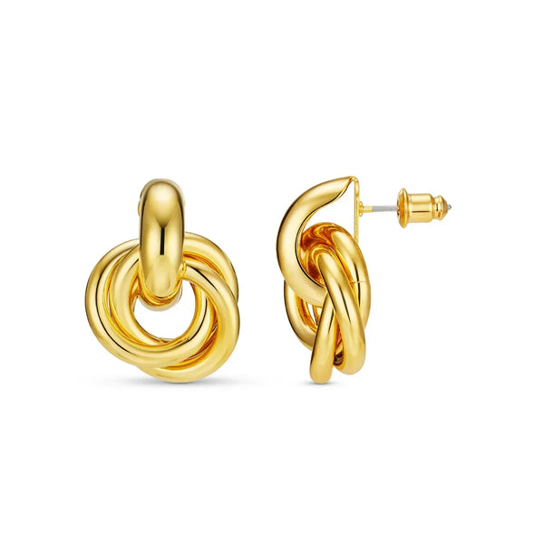 Bold Interlocking Earrings in White Gold