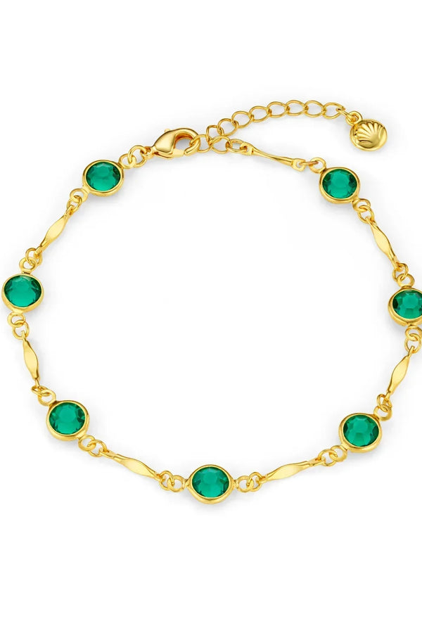 Alice - Gold Emerald Link Chain Bracelet