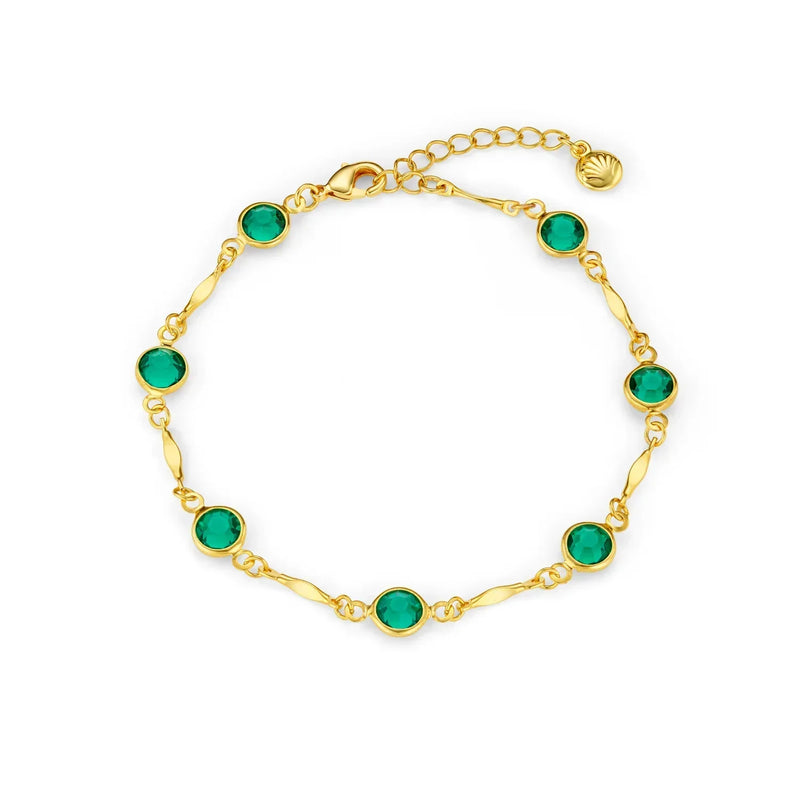 Alice - Gold Emerald Link Chain Bracelet