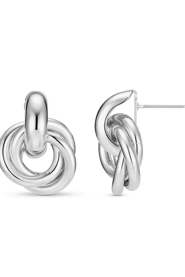 Bold Interlocking Earrings in White Gold