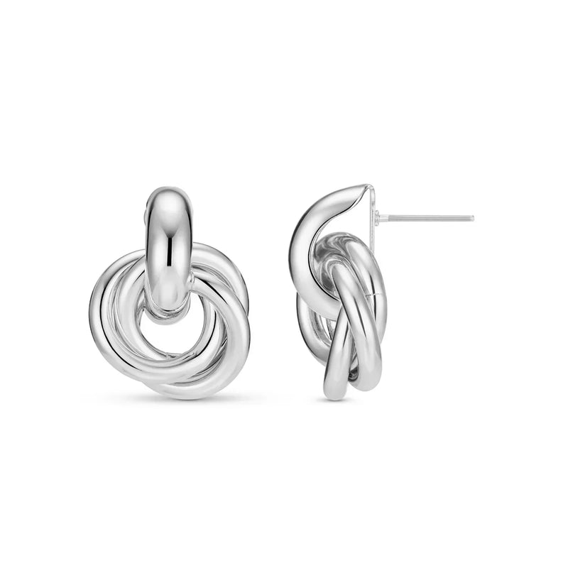 Bold Interlocking Earrings in White Gold