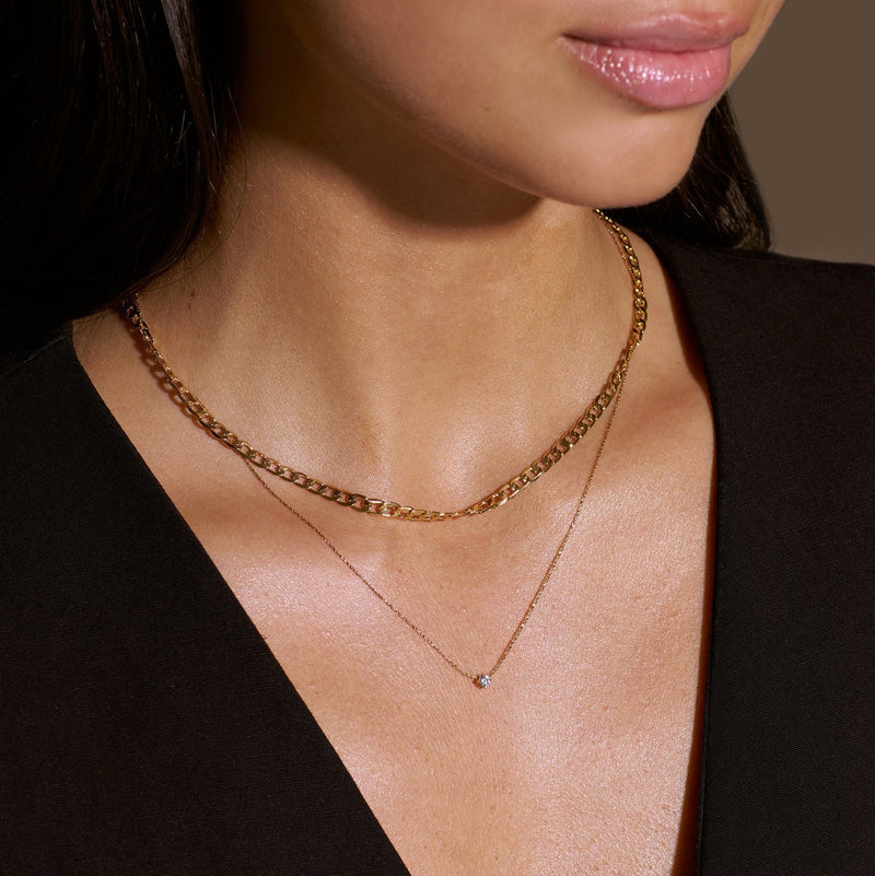 Carla - Gold Flat Link Curb Chain Necklace