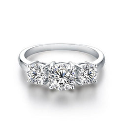 Clare Triple Stone Ring in White Gold
