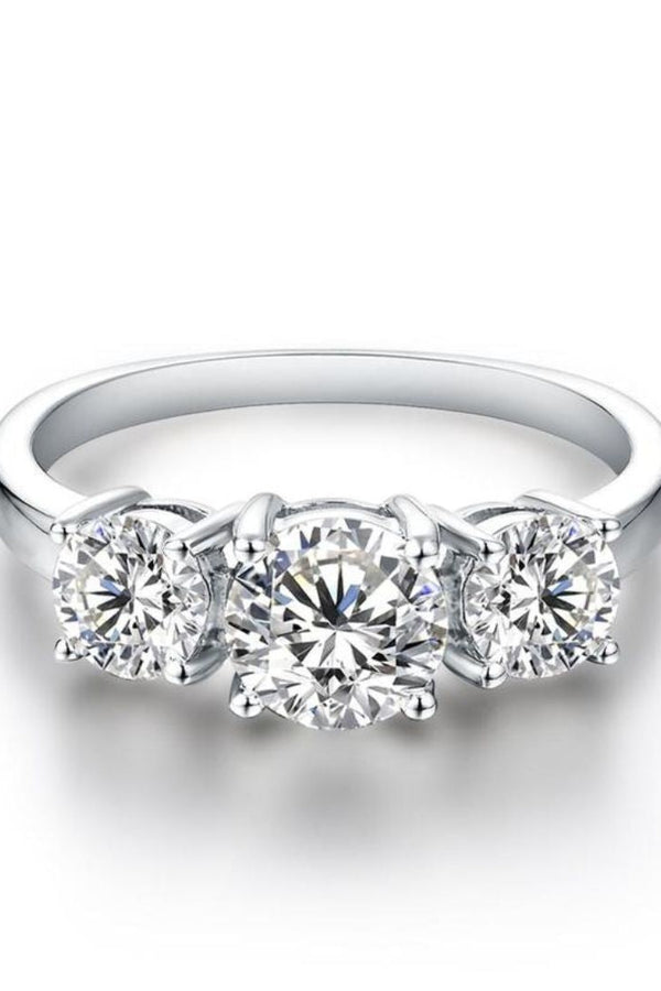 Clare Triple Stone Ring in White Gold