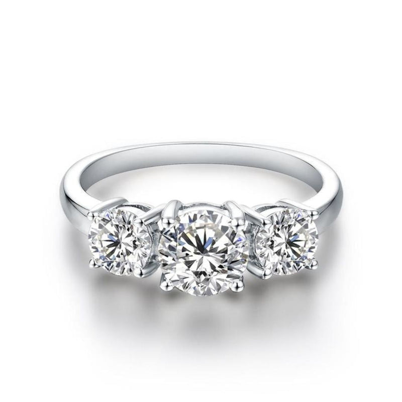 Clare Triple Stone Ring in White Gold