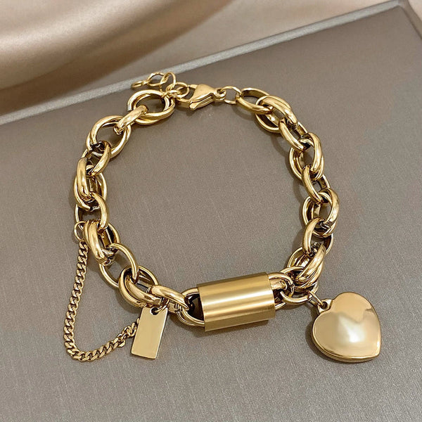 Audrey - Gold Chunky Heart Bracelet