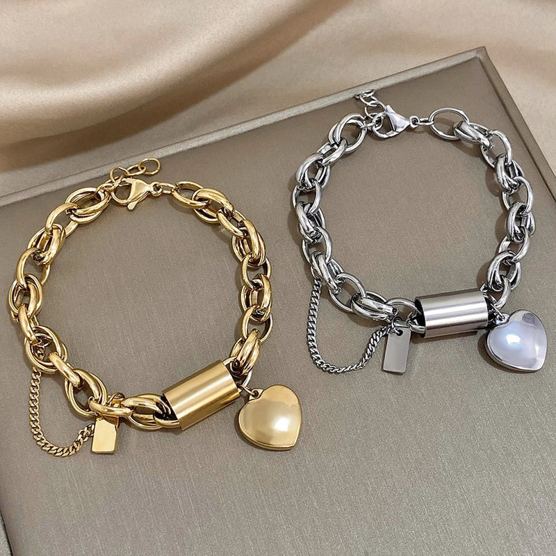 Audrey - Gold Chunky Heart Bracelet