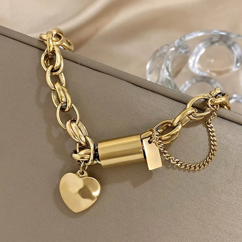 Audrey - Gold Chunky Heart Bracelet