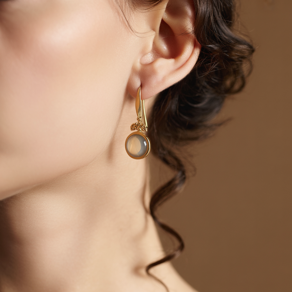 Brittany - Retro Green Moonstone Earrings