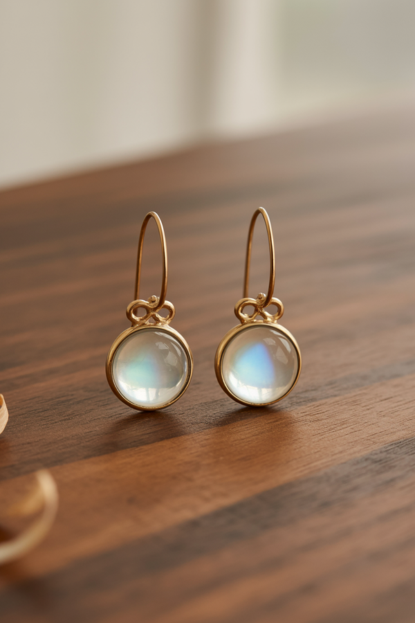 Brittany - Retro Green Moonstone Earrings