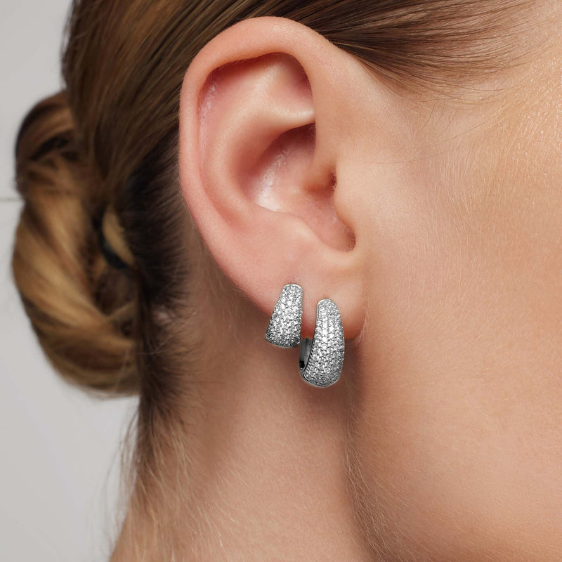 Jules Mini Hoop Earrings in White Gold