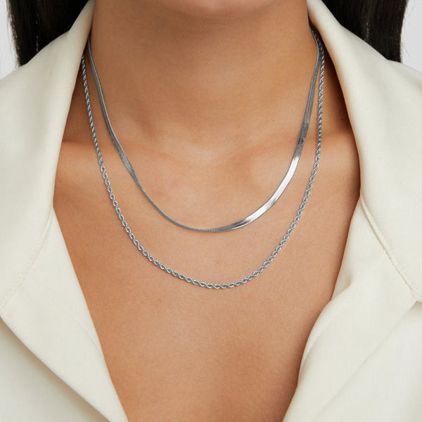 Layered Silver Necklace by Alexandra