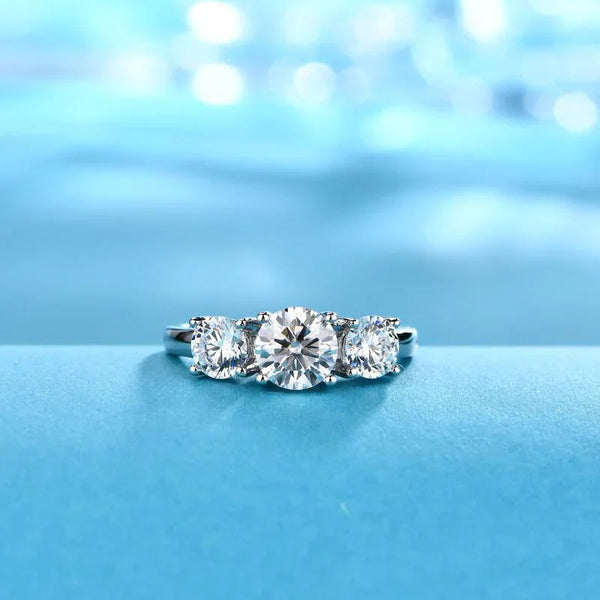 Clare Triple Stone Ring in White Gold