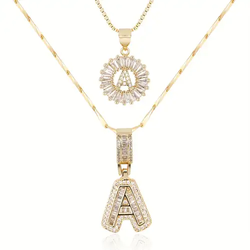 Alexandra - Gold Moissanite Initial Necklace Set