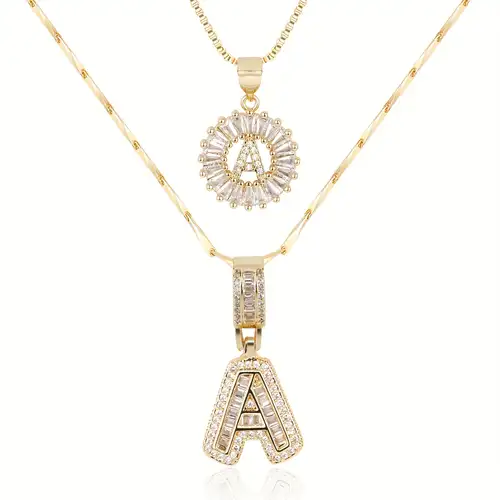 Alexandra - Gold Moissanite Initial Necklace Set