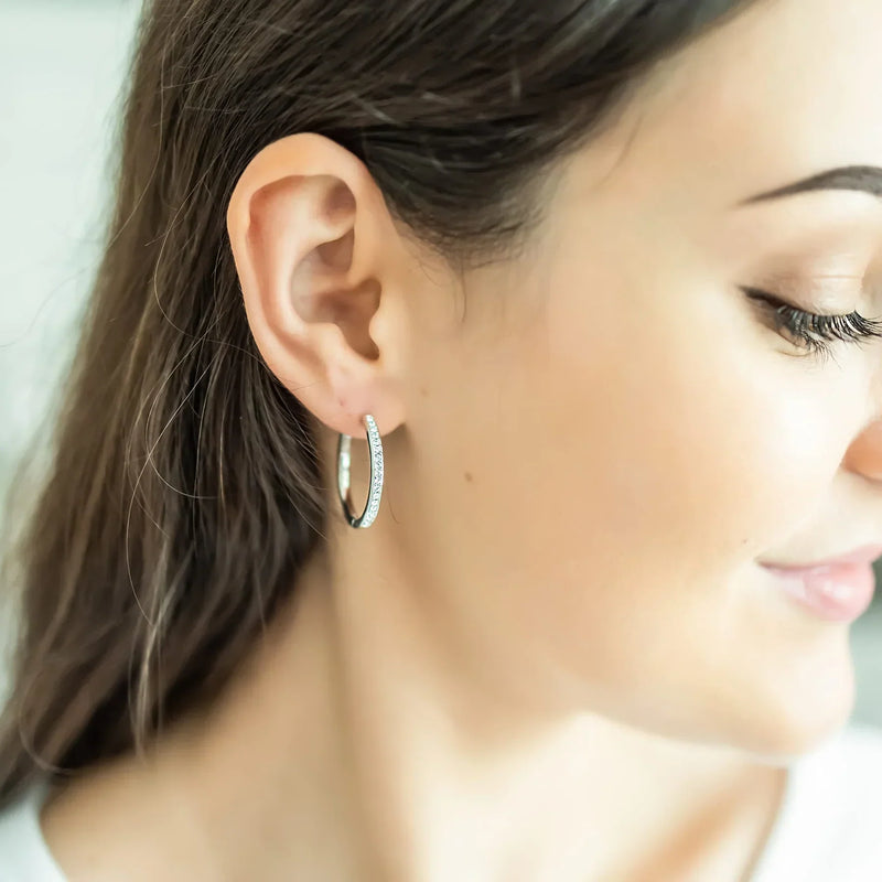 Sorel Pave Earrings in White Gold