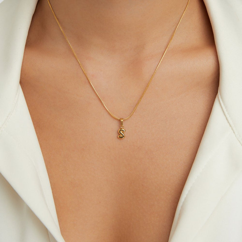 Ashley - Stylish Bubble Letter Pendant Necklace