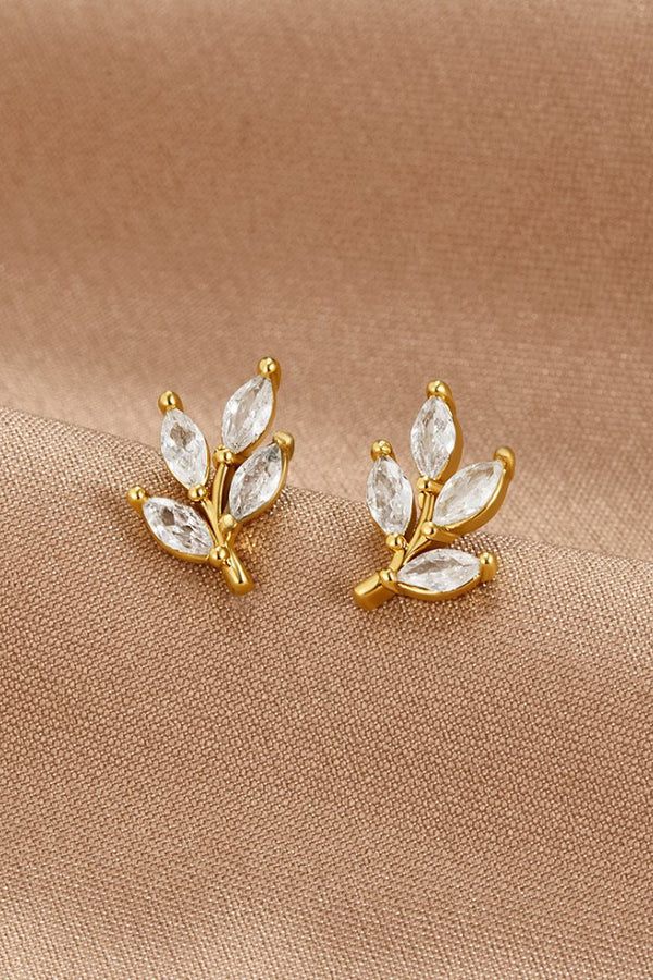 Elegant Crystal Leaf Earrings