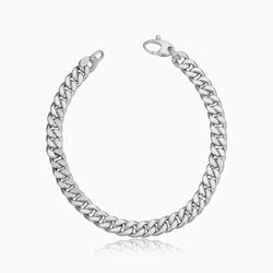 Cuban Link Bracelet in White Gold