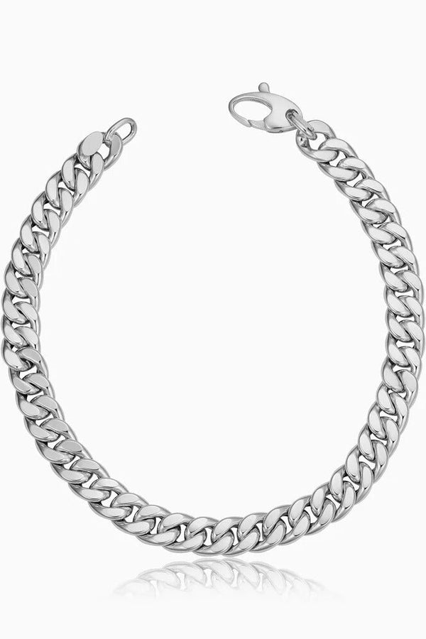Cuban Link Bracelet in White Gold